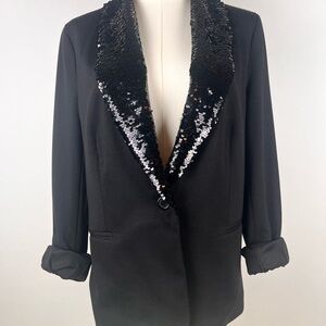 Adrianna Papell Black Blazer with Sequin Lapel